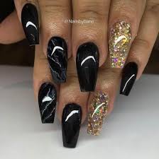 Gold Black And Glitter Nails 15 Ideas Fails Design Black Glitter Gold Black Gold Nails Gold Nails Pretty Acrylic Nails