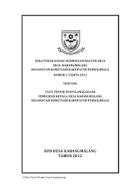 Peraturan Badan Permusyawaratan Desa Desa Karangmalang Kecamatan Bobotsari Kabupaten Purbalingga Bpd