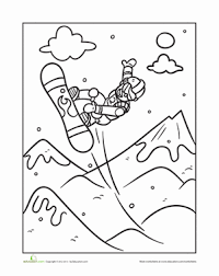 Extreme Snowboarding Worksheet Education Com Winter Sports Theme Preschool Sports Coloring Pages Coloring Pages