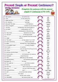 Present Simple Or Present Continuous Present Continuous Worksheet English Verbs English Grammar Worksheets