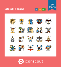 Life Skill Icons Icon Pack 20 Colored Outline Icons Life Skills Icon Pack Skills