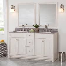 Give your bathroom a makeover by painting the vanity! Home Decorators Collection Brinkhill 61 In W X 22 In D Bathroom Vanity In Cream With Stone Effect Vanity Top In Mineral Gray With White Sink Bh60p2v20 Cr The Home Depot