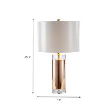 By novogratz x globe electric (19) 15 in. 1 Head Bedside Task Lighting Modern Rose Gold Small Desk Lamp With Drum Fabric Shade Beautifulhalo Com