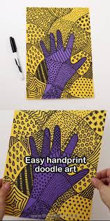 Handprint Doodle Art Homeschool Art Art Activities For Kids School Art Projects