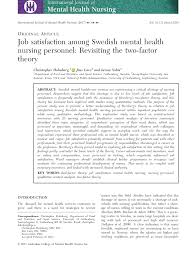 Pdf Job Satisfaction Among Swedish Mental Health Nursing Personnel Revisiting The Two Factor Theory