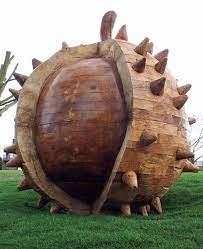 Conker Big Outsize Carved Wood Sweet Chestnut Statue Sculpture Carving By David Gross Shell Sculpture Sculpture Wooden Sculpture