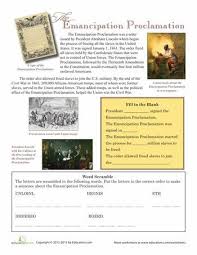The Emancipation Proclamation Worksheet Education Com Emancipation Proclamation Emancipation Social Studies Classroom