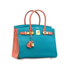 A Custom Turquoise Crevette Chevre Leather Bi Color Birkin 30 With Brushed Gold Hardware