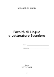 Facolta Di Lingue E Letterature Straniere Universita Del Salento