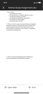 Prokaryotes lack a cell wall. Lte Xanimal Study Assignment Doc True Or False A All Chegg Com