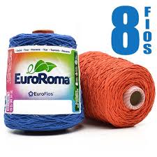85% algodão 15% outras fibras. Barbante Euroroma Colorido NÂº08 600g Bazar Horizonte