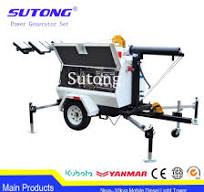 ไฟส่องสว่างกลางแจ้งอุตสาหกรรม 4*1000W โคมไฟฟลัดโลหะฮาไลด์  หอไฟเคลื่อนที่ที่มีเครื่องยนต์ดีเซลเพอร์กินส์