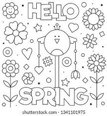 You can now print this beautiful hello spring flowers coloring page or color online for free. Hello Spring Coloring Page Vector Illustration Stock Vector Royalty Free 1341101975