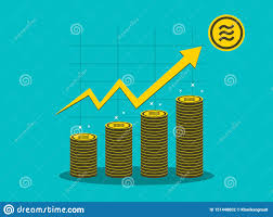 Libra Coin Concept Growth Chart On Medal Coin Background