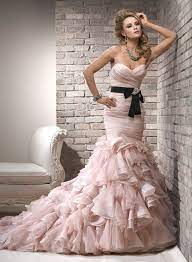 Black Ribbon Asymmetrically Ruched Bodice Blush Mermaid Designer Wedding Evening Gown 2013 Comes In Wedding Dress Trends Wedding Dress Styles Wedding Dresses