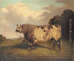 Mr E Swinnerton S Prize Bull Monk Oil Painting Edwin M Fox Oil Paintings Niceartgallery Com Cow Paintings On Canvas Bull Painting Cow Painting
