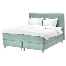 Ikea Dunvik Boxspringbett Hyllestad Fest Mittelfest Tussoy Hellturkis In 2020 Schlafcouch Boxspringbett Bett Ideen