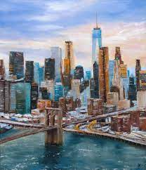 New york city skyline canvas. New York City Skyline Painting By Ludmila Kovalenko Saatchi Art