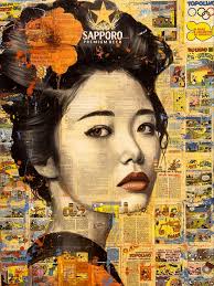 The dialogue between pop art and the timeless elegance of Geishas. “Sapporo  Geisha with orange flower” another astonishing artwork by @angelacarli5 ,  now in our gallery. “Sapporo Geisha with orange flower” •