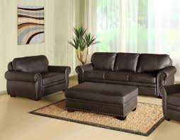 3 Piece Espresso Leather Oversized Sofa With Rectangle Ottoman Using Dark Brown Teak Wood Legs Leather Sofa Furniture Abbyson Living Sofa Set