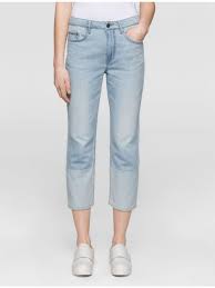 Calvin Klein Jeans Womens Boyfriend Fit Light Wash Cropped Jeans Horizon Blue Asc Vicenza