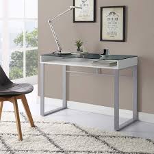 Pier 1 Imports Modern Glass Top Desk In White Glass Top Desk White Desks Modern Glass