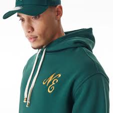New Era Script Logo Oversized Green Pullover Hoodie