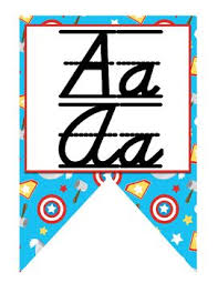 Superhero D Nealian Print And Cursive Alphabet Banner Cursive Alphabet Learning Cursive Alphabet