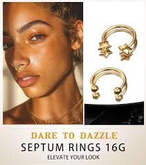 14k Gold Gold Septum Septum Piercing Jewelry Options Gemtastic Septum Rings  16g Gold Plated Septum Piercing