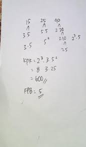 Kelipatan persekutuan terkecil (kpk) dari 45 54 dan 90 dalam bentuk faktorisasi prima adalah. Kpk Dan Fpb 15 25 Dan 40 Secara Berturut Turut Adalah Brainly Co Id