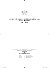 What ontario legislation now applies to workplace health and safety? Guidelines On Occupational Safety And Health Act 1994 Act 514