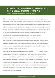 Algunos Algunas Ninguno Ninguna Todos Todas Free Spanish Lessons Spanish Lessons Word Puzzles