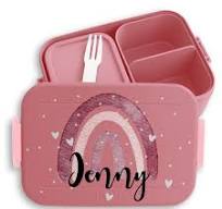 Kinder Bento Box Midi Lunchbox für Mepal Bentobox - Regenbogen  Personalisiert Rainbow - 900 ml - Rosa - brotdose schule mädchen vesperbox  kindergarten ...