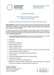 Who is the minister of works in malaysia? The Ministry Of Works Updates List Of Allowable Services In The Construction Sector