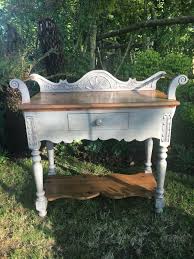 Gorgeous Antique Carved Vintage Grey Hand Painted Wash Stand Hall Side Table In 2020 Antique Wash Stand Wash Stand Victorian Furniture