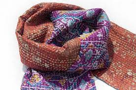 刺繡絲巾 絲綢刺繡圍巾 手縫紗麗線絲巾 印度絲綢刺繡圍巾 土耳其 omhandmade 圍巾 披肩 pinkoi youtube design kantha