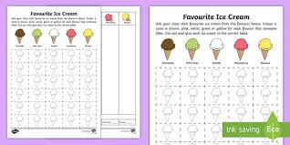 Favourite Ice Cream Data Worksheet Worksheet Australian