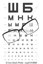 Glasses On The Table With Eye Test Chart In The Background For Distance Vision Test Themes