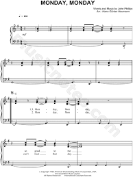 The Mamas The Papas Monday Monday Sheet Music Easy Piano In G Major Download Print Sku Mn0074637