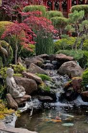 An Asian Inspired Garden Makes A Backyard A True Retreat Waterfalls Backyard Ponds Backyard Fish Pond Gardens