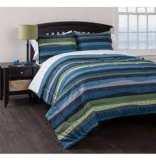 Emerald green bedding, comforter, duvet, bed sheets and matching emerald green curtains will beautify any bedroom & provide a good night restful white and blue floral bedding and comforter sets a white and blue floral bedding brings charm and comfort to any bedroom. Original Blue Pacific Stripe Reversible Complete Bedding Set Green Twin Xl Green By Bed In A Bag American Walmart Com Walmart Com