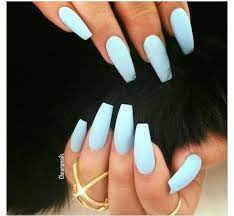 Nail art blue bright blue nails. Baby Blau Diy Nagel Blue Acrylic Nails Powder Blue Nails Coffin Nails Matte