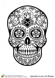 Coloriage Crane En Sucre Mexicain Cœur Et Fleurs Hugolescargot Com Sugar Skull Drawing Skull Coloring Pages Sugar Skull Tattoos