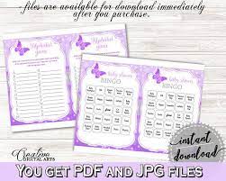 Butterfly Baby Shower Games Printable Pack Purple White Baby Etsy Baby Shower Games Baby Shower Purple Printable Baby Shower Games