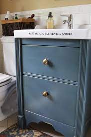 We landed on the hemnes in gray , which has more of a color washed effect; My Customized Hemnes Small Bathroom Vanity Ikea Hackers