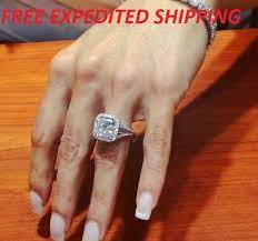 2 5ct D Vvs1 Diamond Engagement Ring Cushion Ladies Wedding Band White Gold Over Soli Big Wedding Rings Wedding Rings Vintage Diamond Engagement Rings Cushion