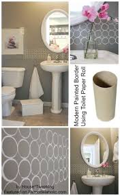 The black and white marble floor compliments the black tiles used to frame the decorative marble shower accent tiles and mirror. Modern Painted Border Using Toilet Paper Roll Stencil Modern Diy Painted Wall Borders Bedroom Wall Paint