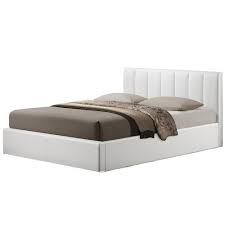 Build this queen sized platform storage bed and pair it with your favorite headboard for an attractive and functional storage piece. Baxton Studio Engelbertha White Queen Upholstered Bed 28862 6113 Hd The Home Depot