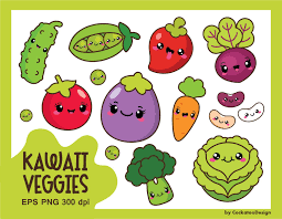Kawaii Vegetables Clipart Kawaii Veggies Clipart Healthy Etsy Cute Food Drawings Clip Art Vegetable Drawing