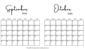 Free Printable September October 2020 Calendar 4 Free Templates Calendarkart In 2020 Calendar Printables Calendar September Calendar